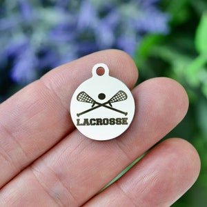 Lacrosse  Custom Laser Engraved Stainless Steel Charm CC1320