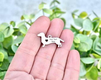 Personalized Stainless Steel Custom Laser Engraved Dachshund Dog Charm EB106E