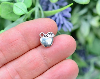10  Apple Silver Tone Charms SC5821