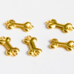 5 Dog Bone Gold Tone Connector Charms GC3905 image 5