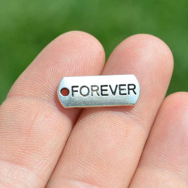 BULK 50  FOREVER Silver Tone Charms SC3451