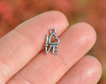 10  Word Love Silver Tone Charms SC6102