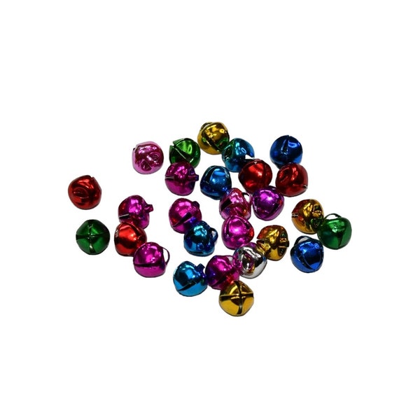 BULK 50 Jingle Bells Small Multi Colored 8mm  SC4135