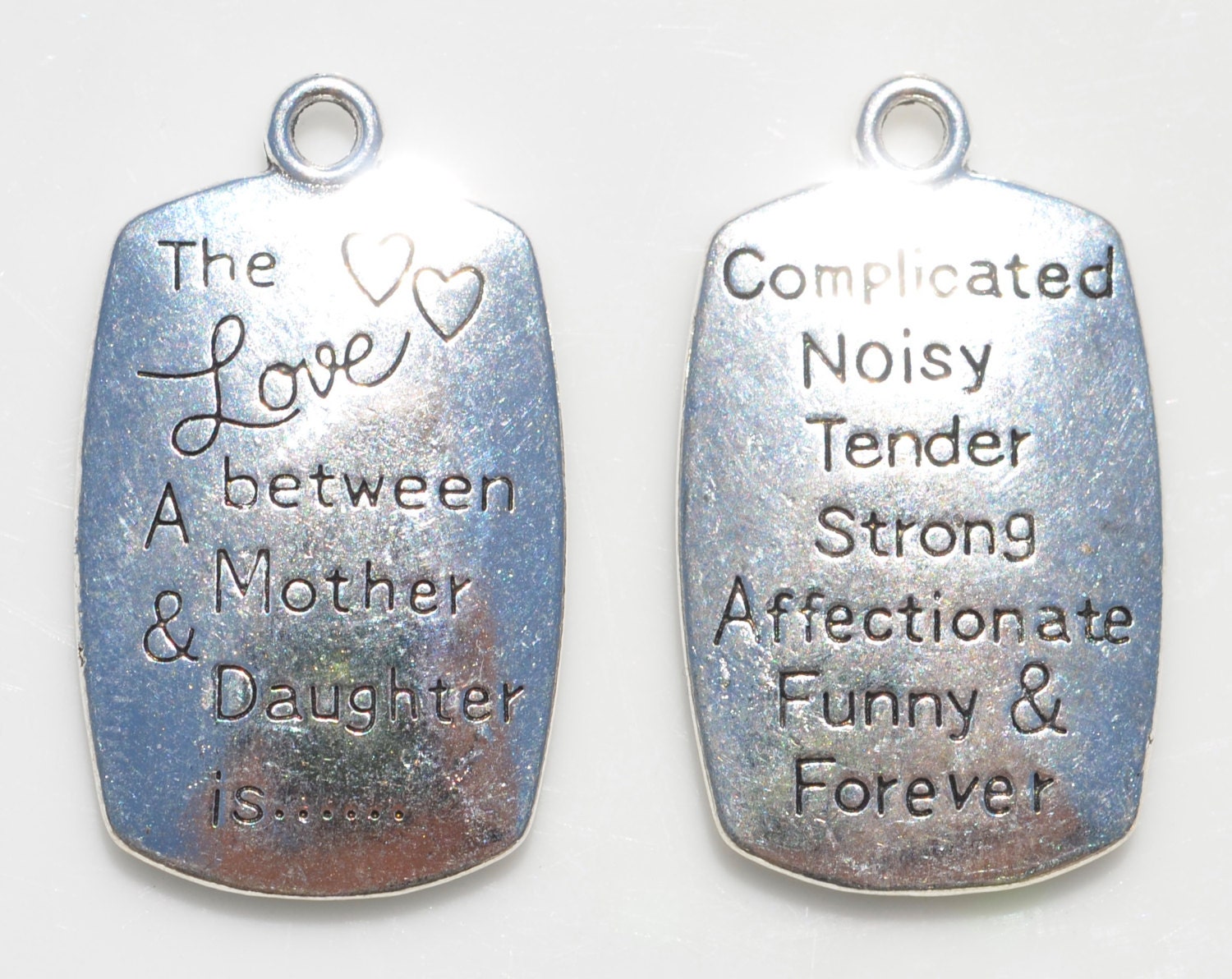 2 Mother and Daughter Forever Silver Tone Heart Charms SC2950 