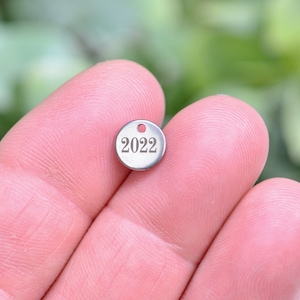 2022 Year 8mm Custom Laser Engraved Tiny  Charm CC615