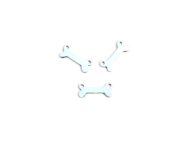 Stainless Steel 17mm Dog Bone Shaped Connector Charm Laser Engraved Choose your Font EB68E image 6