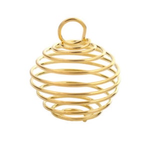BULK 20  Spiral Bead Cage, 29mm Gold Tone Pendants GC7100