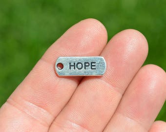 10  HOPE Silver Tone Word Charms SC5162