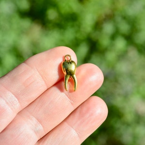 BULK 50  Teeth Gold Tone Charms GC2550