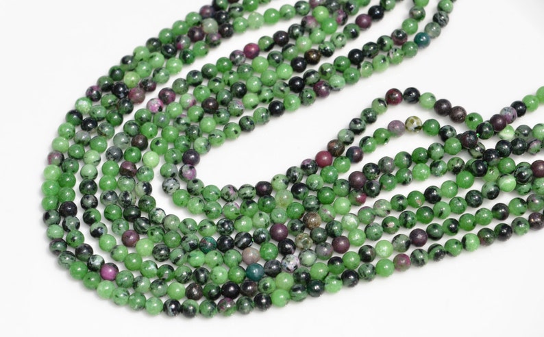 1 Strand Ruby in Zoisite 4mm Round Beads BD966