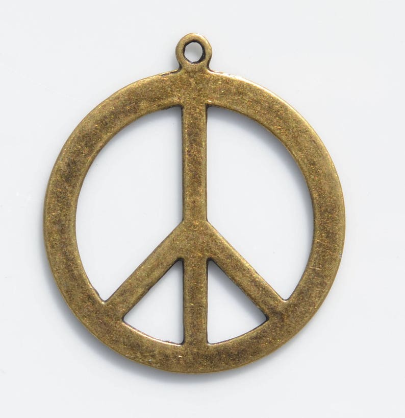 1 Large Peace Sign Bronze Tone Charm BC2103