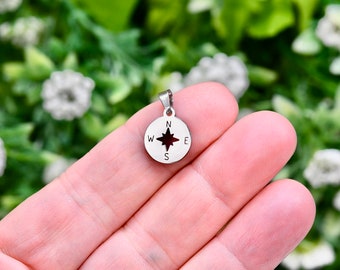 1 Stainless Steel Double Sided Compass  Charm SC2406