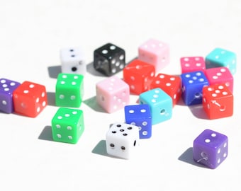 BULK 50  Multi Colored 8mm Square Dice Beads  BD1070