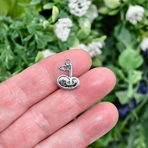 BULK 20 Golf Hole in One Silver Tone Charms SC2087