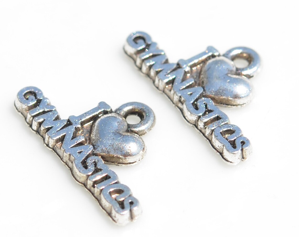 BULK 20 I Love Gymnastics Silver Tone Charms SC6510 Etsy
