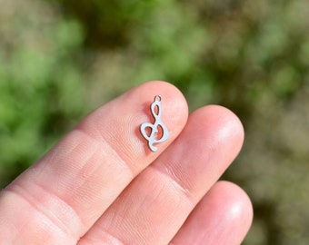 5 Treble Clef Music Stainless Steel Charms SC2131
