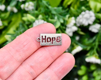 10  HOPE Silver Tone Charms SC1509