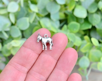 BULK 20  Donkey 3D Silver Tone Charms SC6800