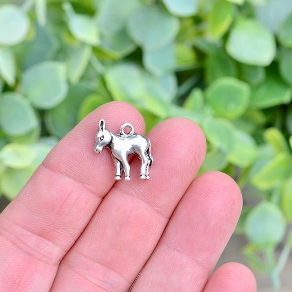 BULK 20  Donkey 3D Silver Tone Charms SC6800