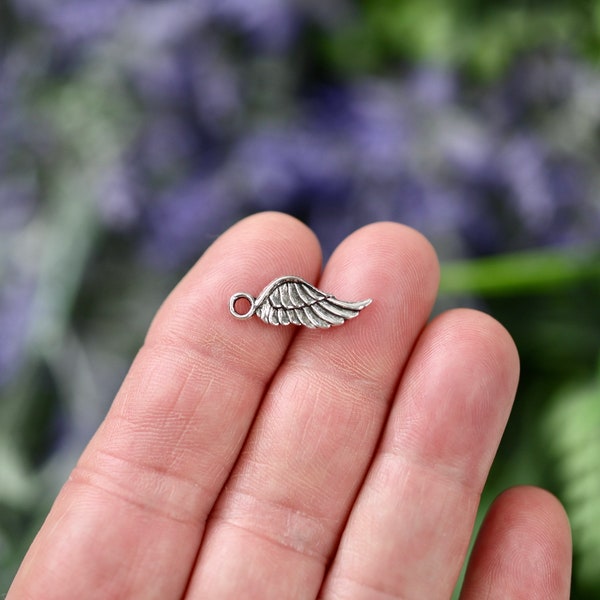 10  Wing Silver Tone Charms SC3906