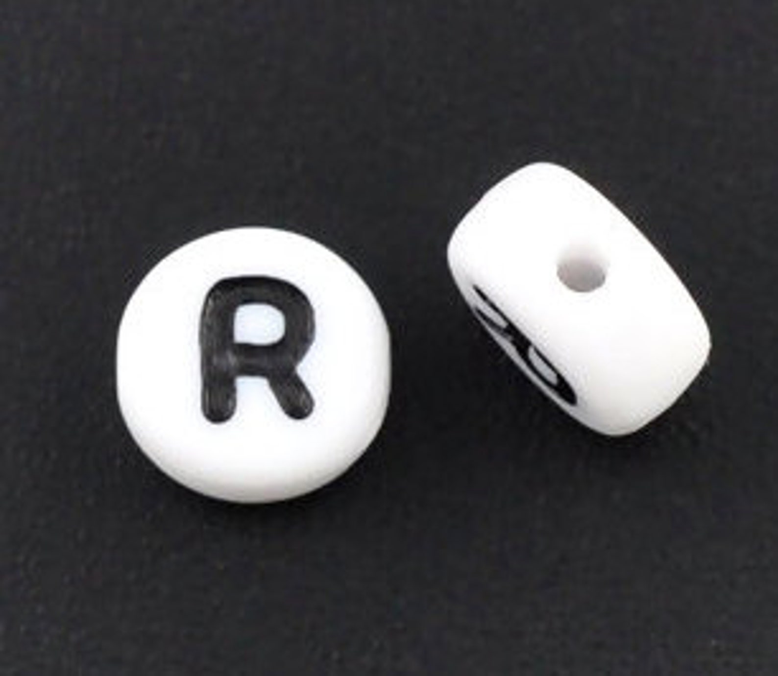 20 White Acrylic Letter R Beads 7mm Round Alphabet Beads Etsy