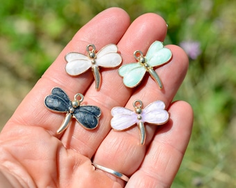 5   Dragonfly Mixed Colors Gold Plated Charms GC1308
