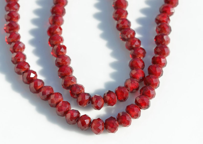 70 Dark Red Crystal 6 x 8mm Rondelle Beads BD620 image 4