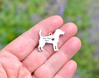Stainless Steel  Labrador Retriever or Beagle Dog Custom Laser Engraved Charm EB115E