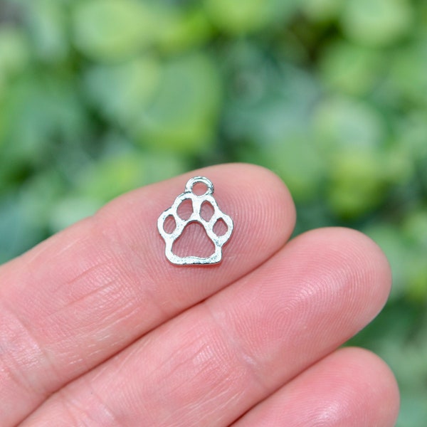 BULK 50 Dog Paw Silver Tone Charms SC1554