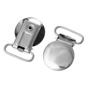 BULK 20  Pacifier, Suspender or Toy Clip, Round Shape 35mm Silver Tone  F635