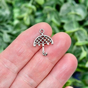 10  Umbrella Silver Tone Charms SC5734