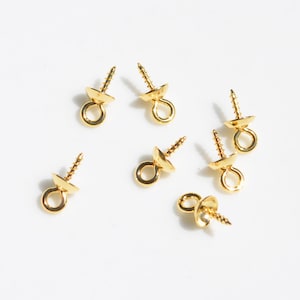 BULK 50 Gold Plated Stainless Steel Pearl Bails or Bail with Screw  Peg, 10 x 5mm  F682