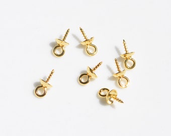 BULK 50 Gold Plated Stainless Steel Pearl Bails or Bail with Screw  Peg, 10 x 5mm  F682