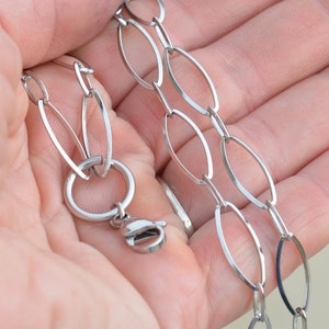 1 Stainless Steel Large Open Link Memory Locket 30&quot; Chain C961