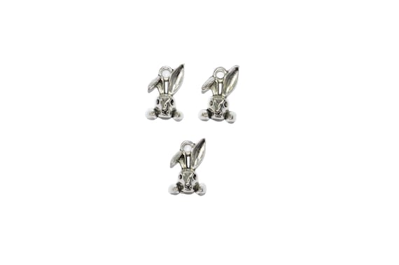 1 Bunny Rabbit 3D Head Silver Tone Charm SC2936 - Etsy