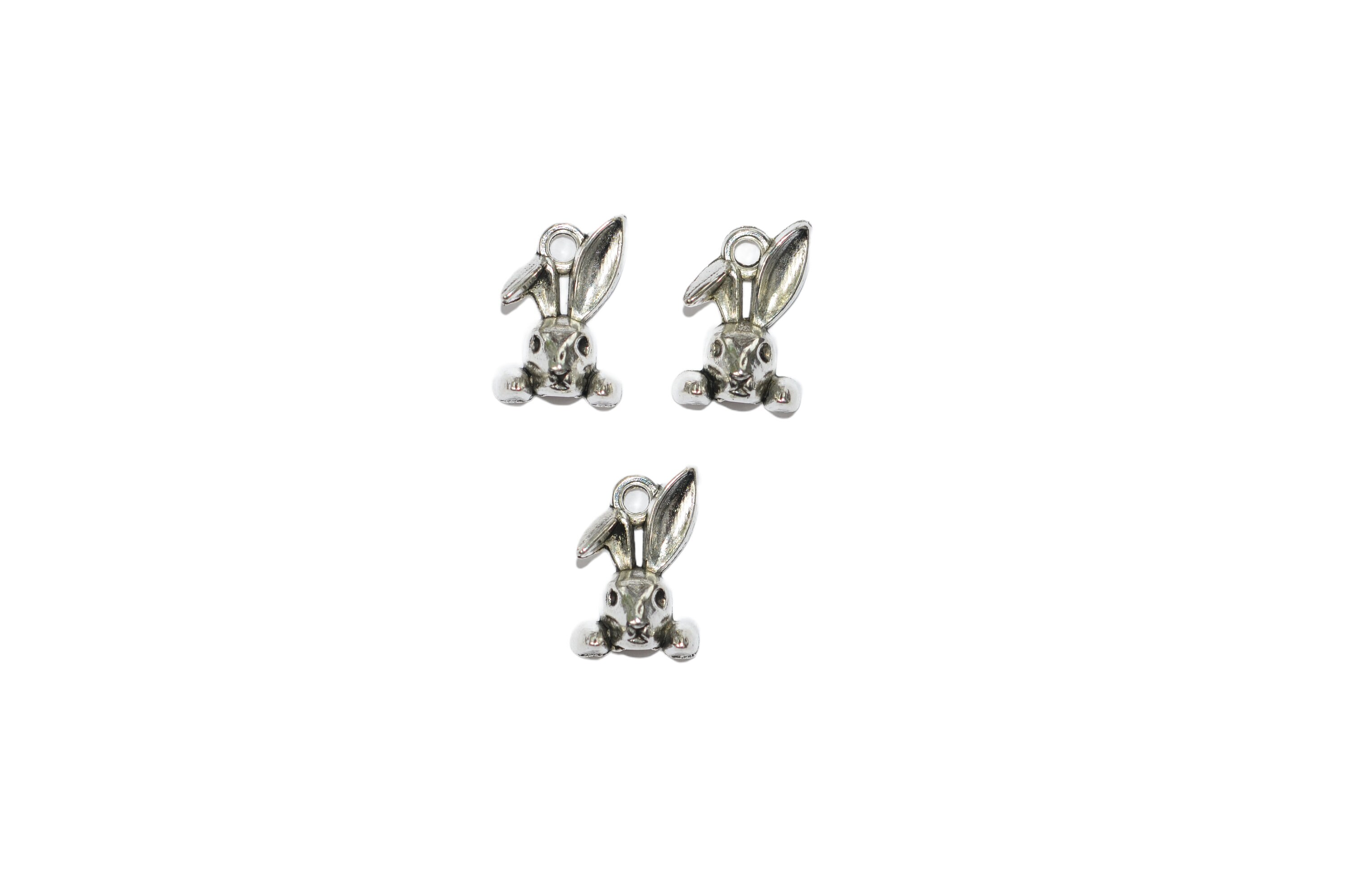 1 Bunny Rabbit 3D Head Silver Tone Charm SC2936 - Etsy