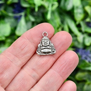 1  Buddha Silver Tone Double Sided Charm  SC2023