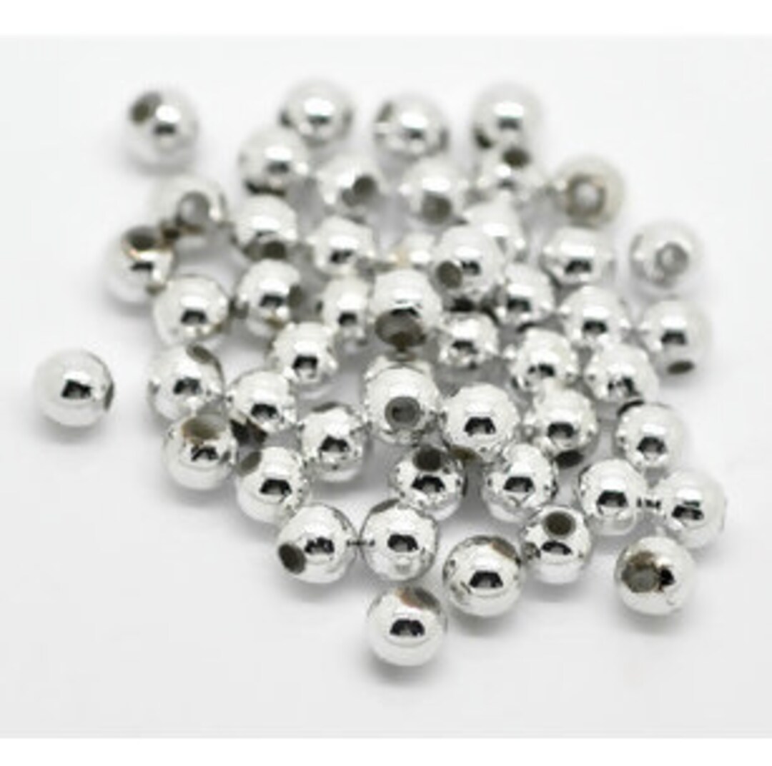 BULK 100 Acrylic Silver Tone 5mm Beads BD1083 - Etsy