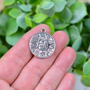 BULK 20 Moon Sun Zodiac Silver  Tone Charms SC5016