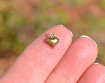 1  Puffed Tiny Heart Antique Bronze Tone Charm BC3963