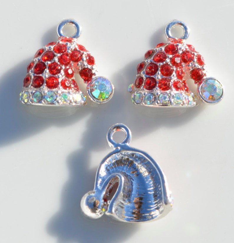 BULK 10 Red Rhinestone Santa Hat Charms SC5017 Etsy