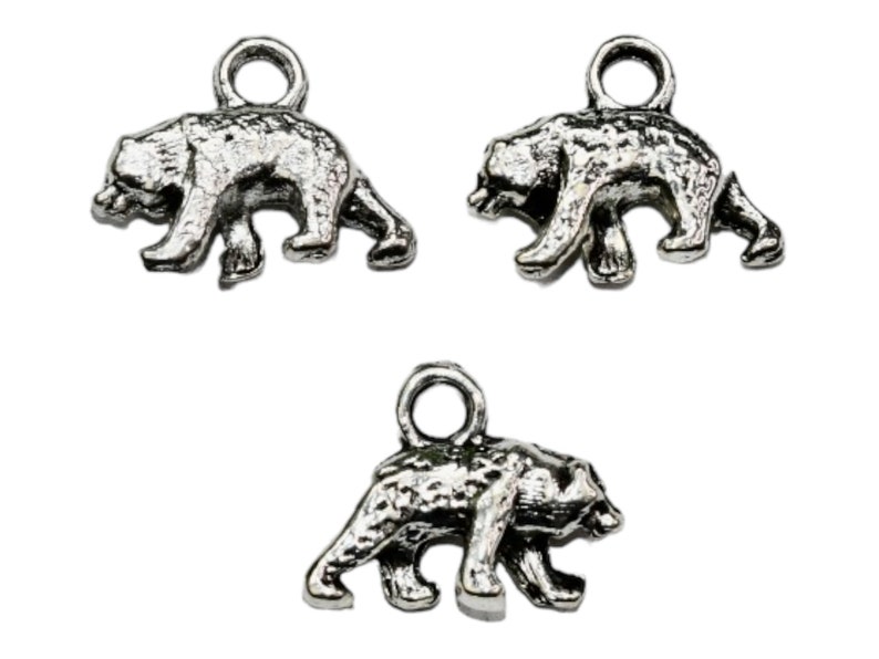 10 Bear Silver Tone 3D Charms SC1556 image 9