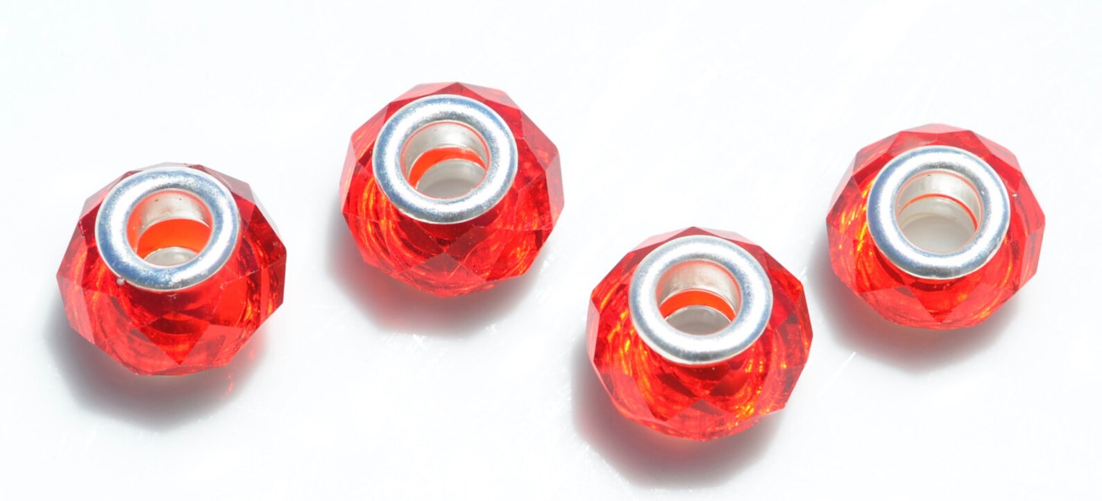 5 Red Glass European Beads BD937 - Etsy