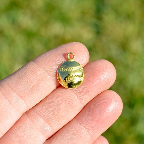 10 Gold Plated Baseball Charms GC2219