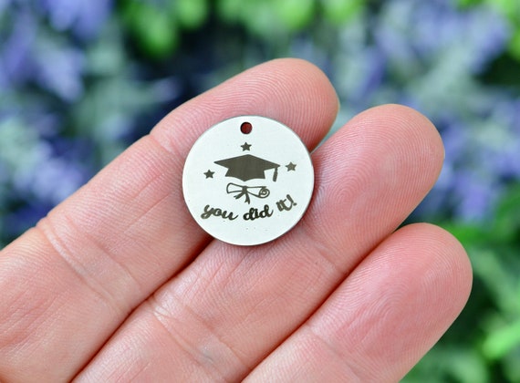 Sterling Silver Graduation Day Charm 20mm - Engravable Sterling Silver Graduation Day Charm 20mm - Engravable