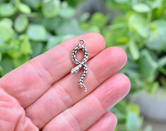 BULK 50 Snake 3D Silver Tone Charms SC6657