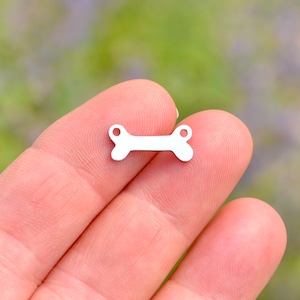 Stainless Steel 17mm Dog Bone Shaped Connector Charm Laser Engraved Choose your Font EB68E image 2