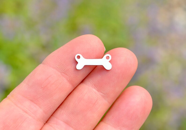 Stainless Steel 17mm Dog Bone Shaped Connector Charm Laser Engraved Choose your Font EB68E image 2