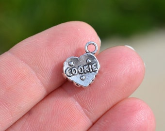 BULK 50 Silver Heart Shaped Cookie  Charms SC2455