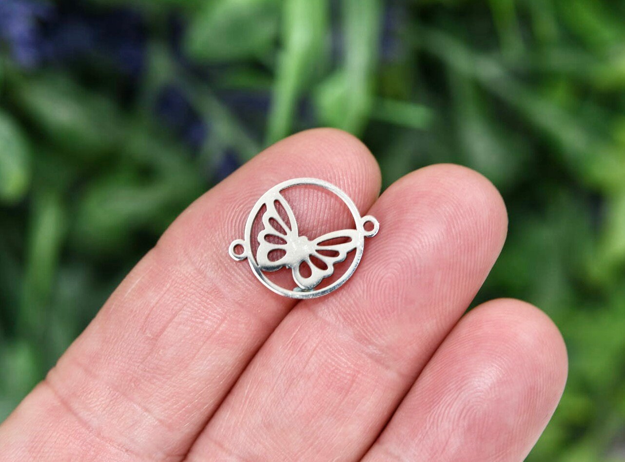 1 Stainless Steel Butterfly Connector Charm SC5301 - Etsy